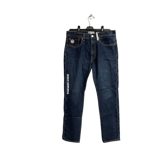 AAPE BY A BATHING APE BAPE Men’s Denim Jeans Embellished American Flag Blue 32 - Picture 3 of 8